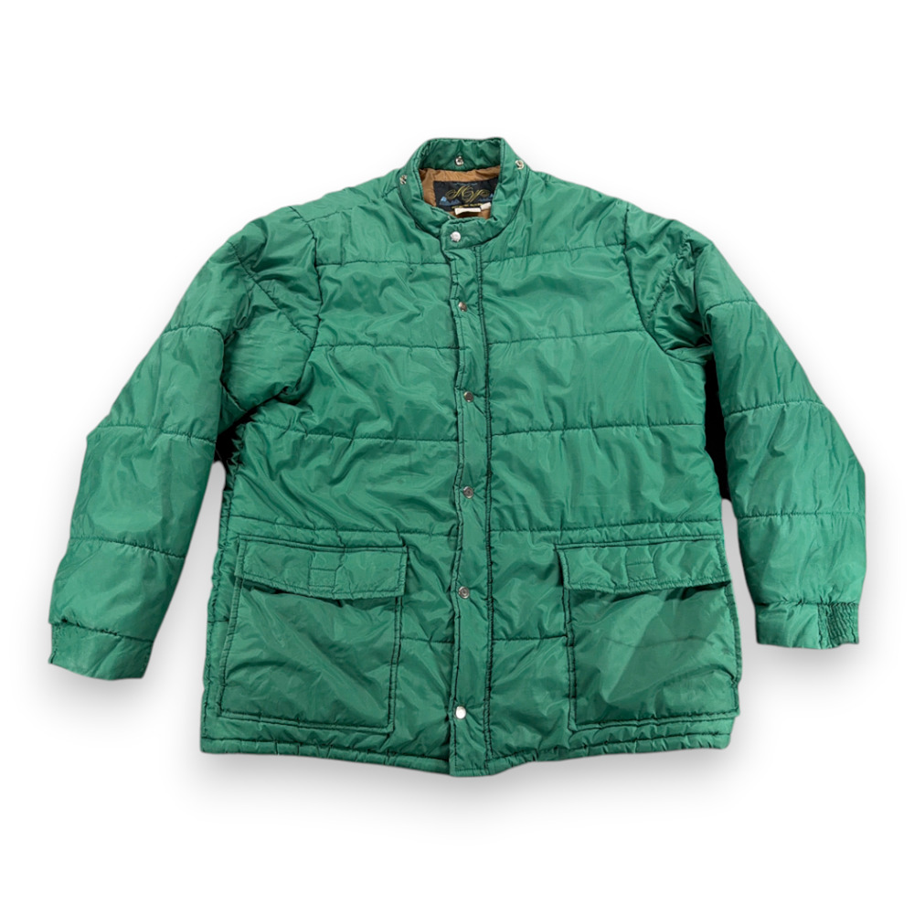 Vintage Montgomery Ward Jacket Adult EXTRA LARGE Green Puffer Nylon Quilted 80s